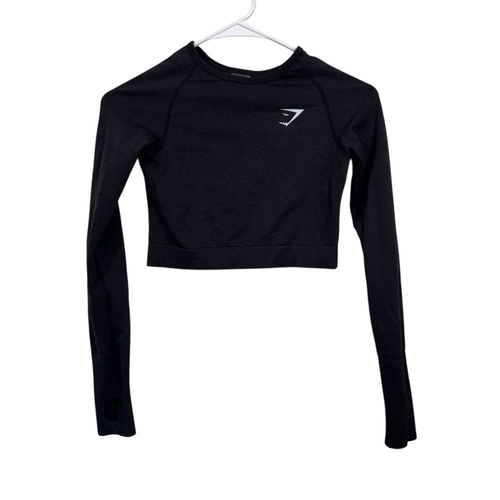 Gymshark Black Long Sleeve Athletic Crop Top